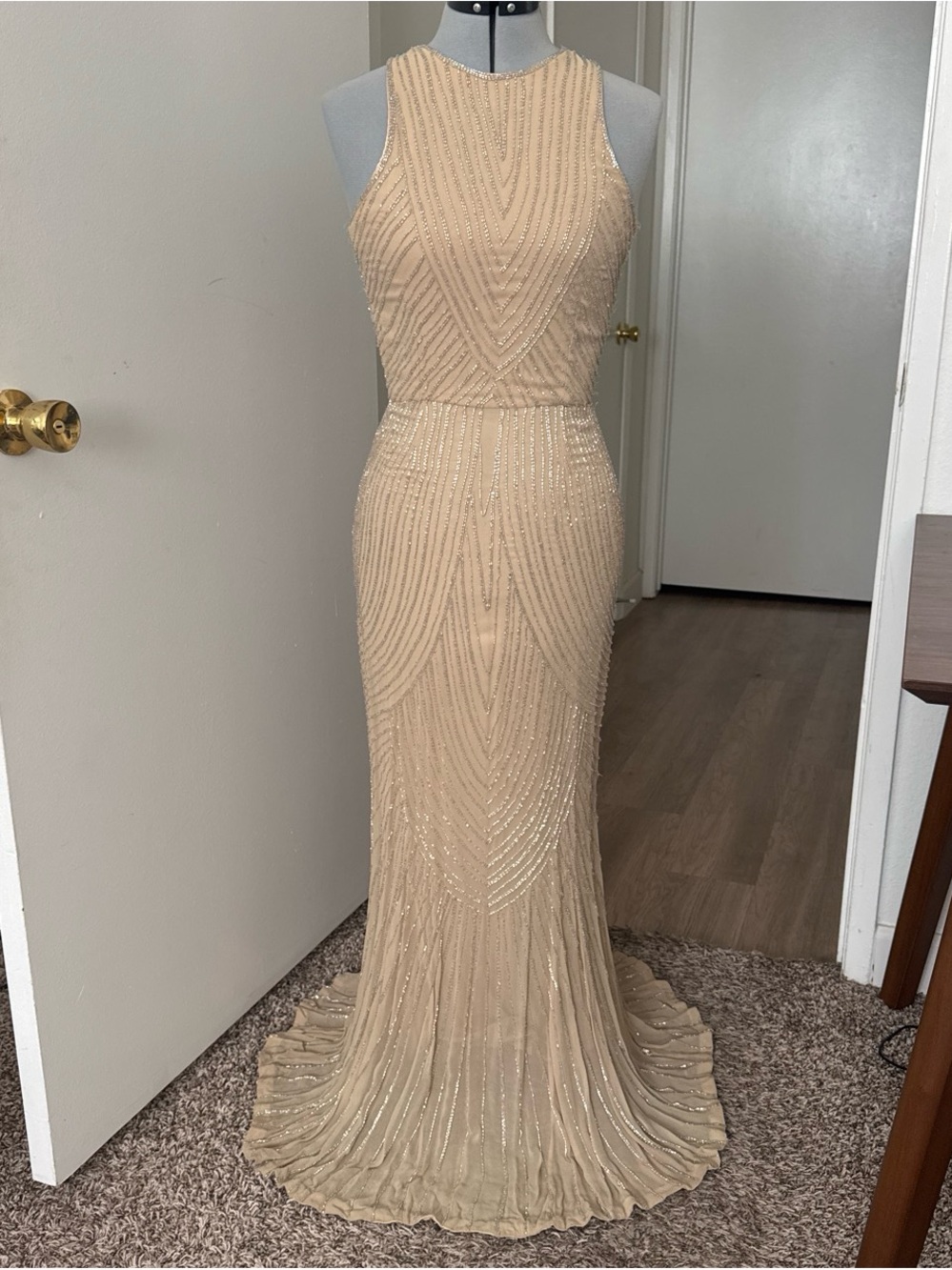Rachel Gilbert Hand Beaded Evening Gown